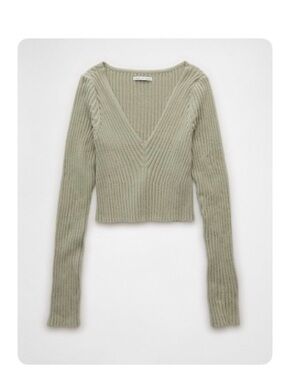 American Eagle Outfitters Chenille V-Neck Sweater with matching skirt